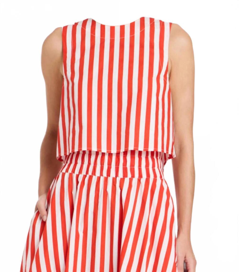 NEW LIVRO sleeveless crop top in red stripes